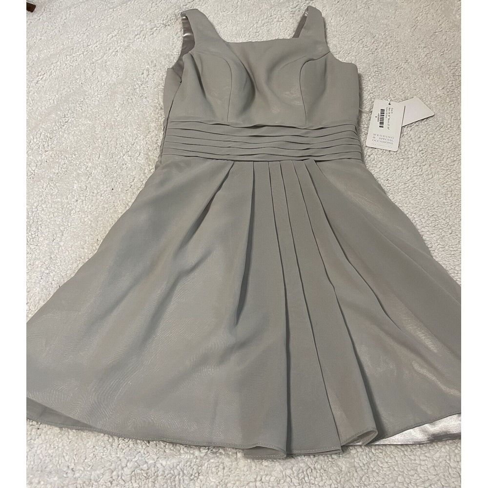JJ's House Mini Dress Womens 6‎ Silver Sleeveless Flowy NWT